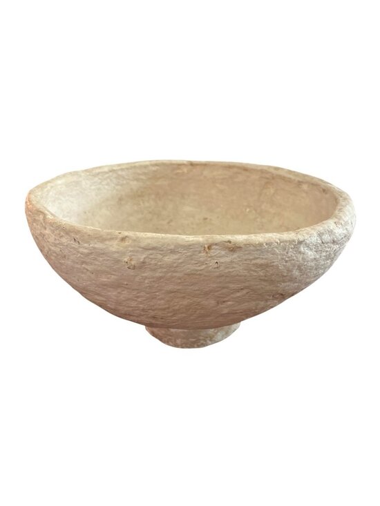 Unknown Other - Vtg Paper Mache Footed Bowl  Handmade Rustic Off White Decorative Piece Catch Al